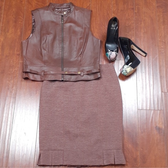 Cabi Brown Leather Belted Vest - Picture 6 of 6